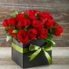 CRVENE RUŽE U KUTIJI SA ZELENOM MAŠNOM-008