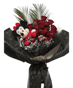 CRVENE RUŽE I MINIE MOUSE U BUKETU